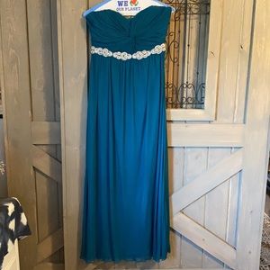 Teal Strapless Formal Dress